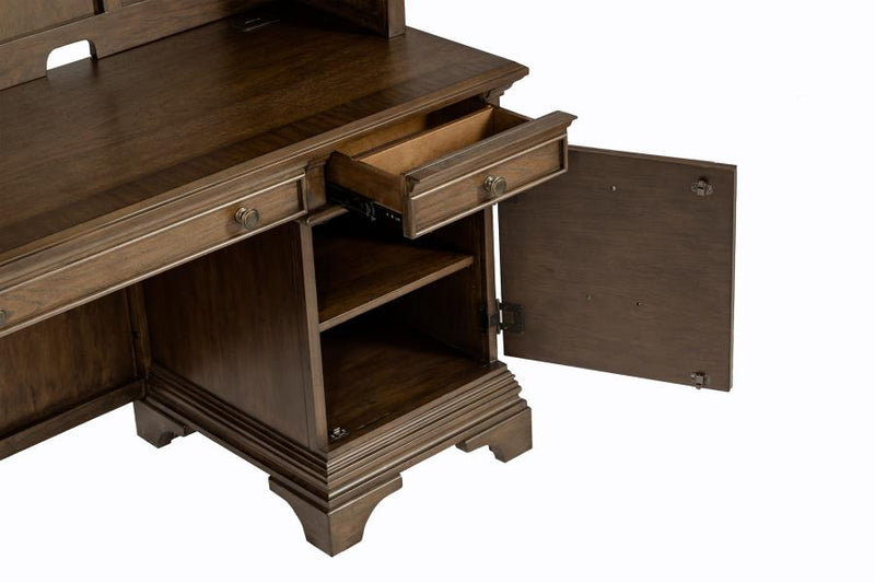 Hartshill 66-inch 5-drawer Credenza with Hutch Burnished Oak-zoom-