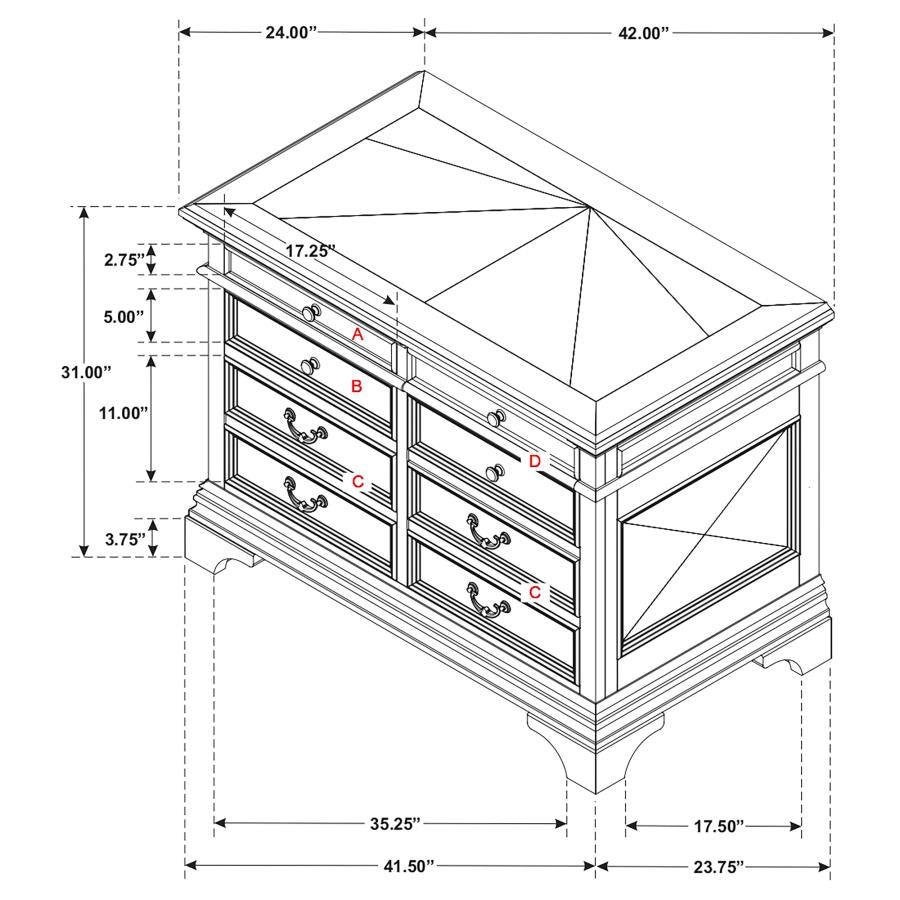 Hartshill 5-drawer Home Office File Cabinet Burnished Oak-9