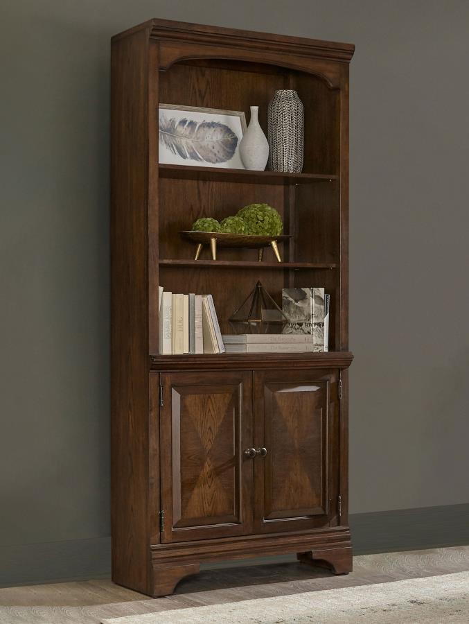 Hartshill 78-inch 3-shelf Cabinet Bookcase Burnished Oak-2