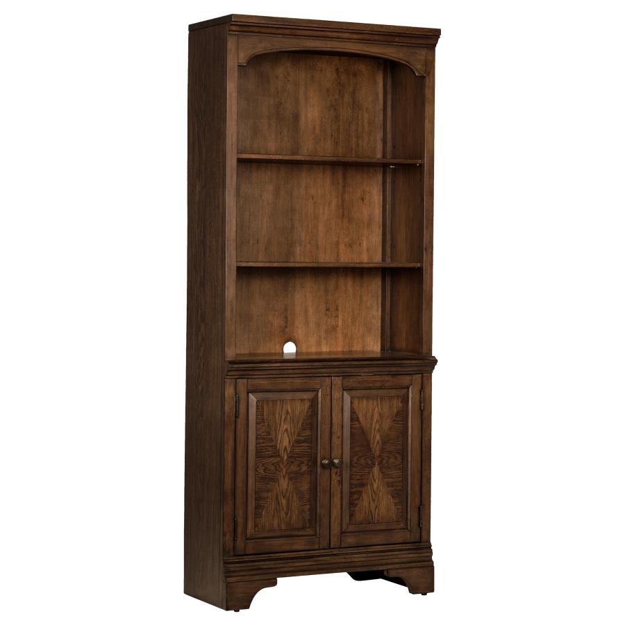 Hartshill 78-inch 3-shelf Cabinet Bookcase Burnished Oak-zoom-1