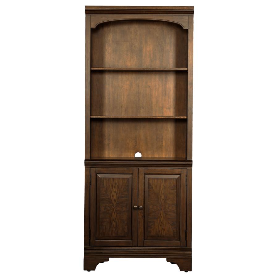 Hartshill 78-inch 3-shelf Cabinet Bookcase Burnished Oak-4