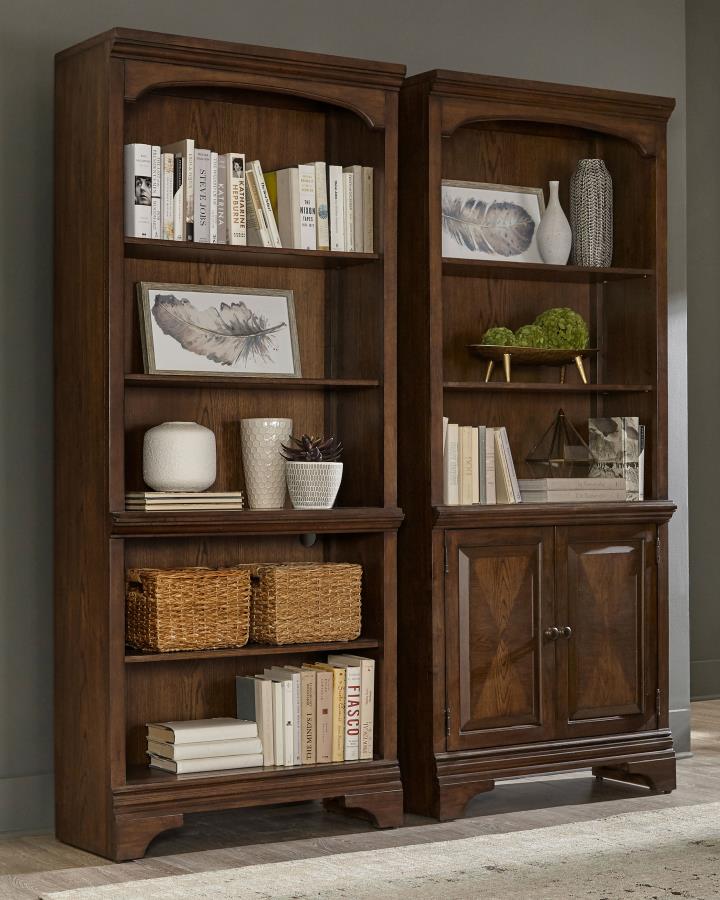 Hartshill 78-inch 3-shelf Cabinet Bookcase Burnished Oak-zoom-