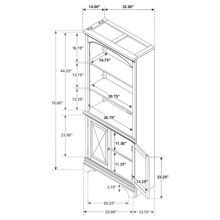 Hartshill 78-inch 3-shelf Cabinet Bookcase Burnished Oak-zoom-10