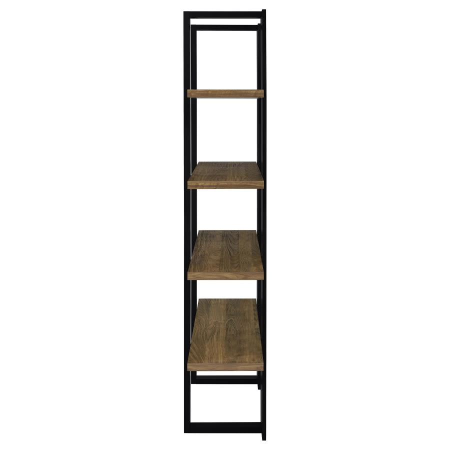 Danbrook 71-inch 4-shelf Bookshelf Black and Aged Walnut-zoom-5