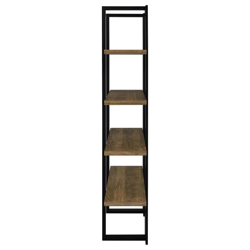 Danbrook 71-inch 4-shelf Bookshelf Black and Aged Walnut-zoom-
