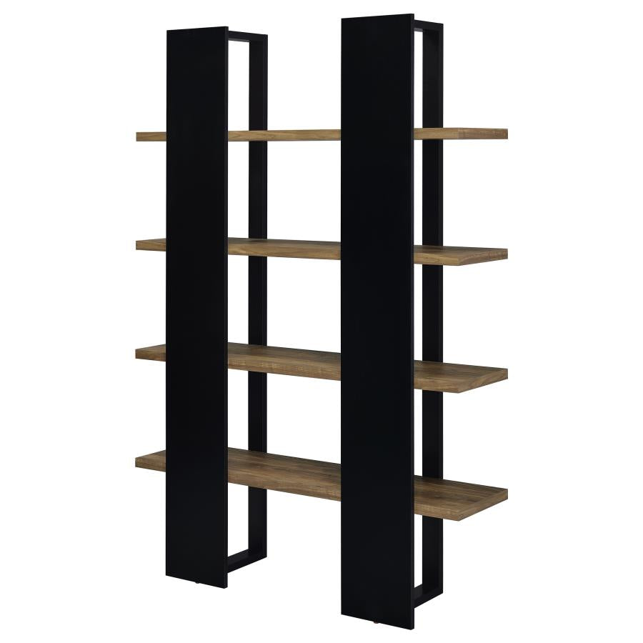 Danbrook 71-inch 4-shelf Bookshelf Black and Aged Walnut-zoom-8