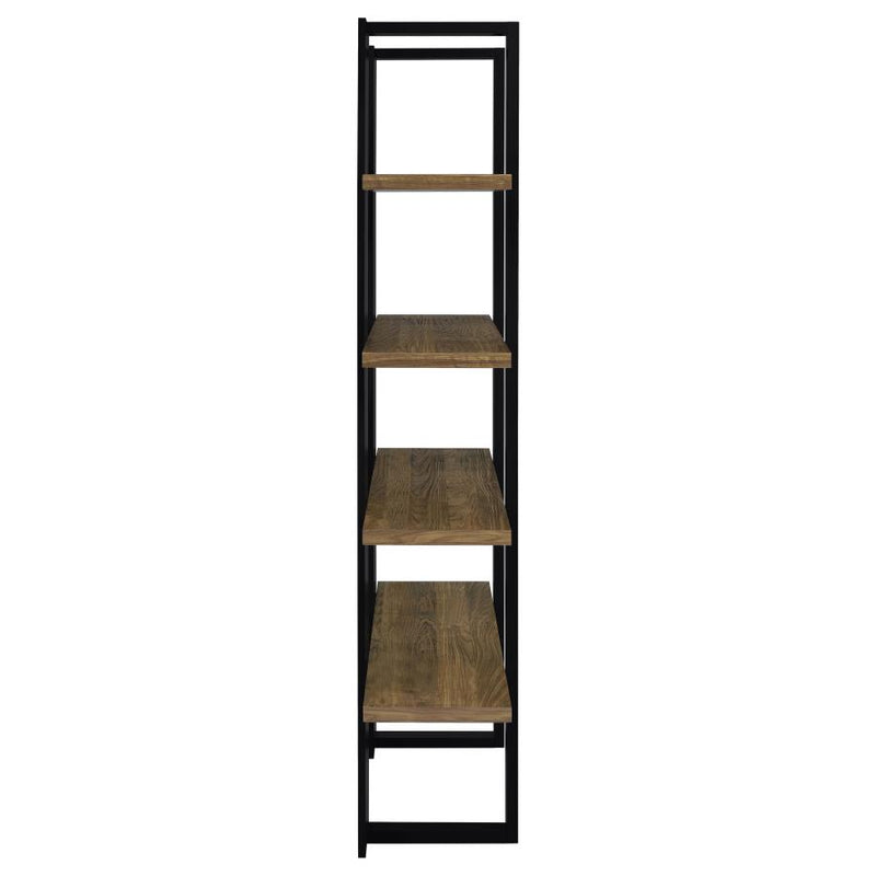 Danbrook 71-inch 4-shelf Bookshelf Black and Aged Walnut-zoom-