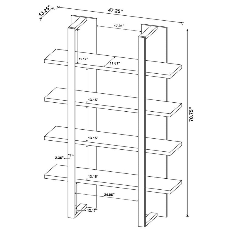 Danbrook 71-inch 4-shelf Bookshelf Black and Aged Walnut-zoom-