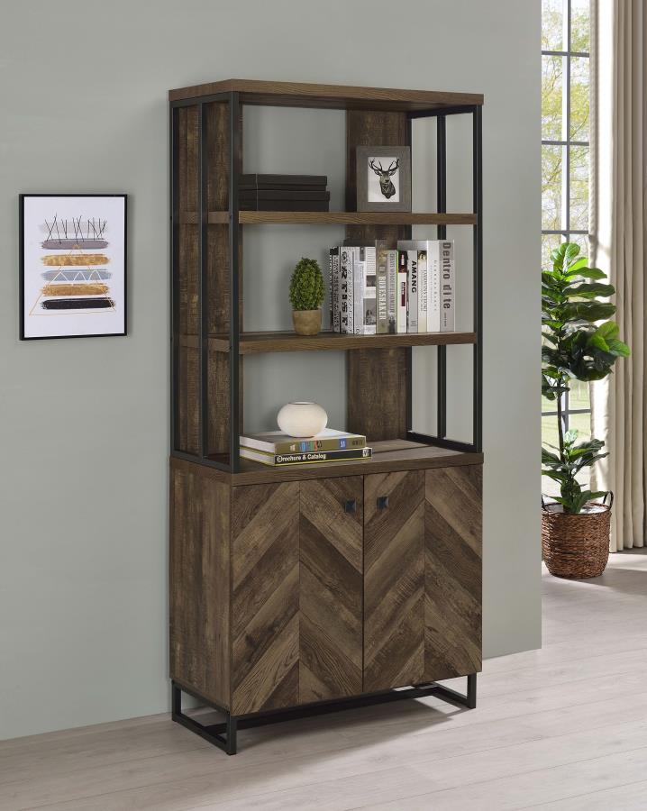 Millbrook 71-inch 2-door Storage Bookshelf Rustic Oak-2