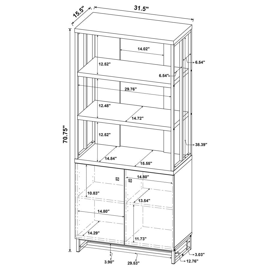 Millbrook 71-inch 2-door Storage Bookshelf Rustic Oak-zoom-7