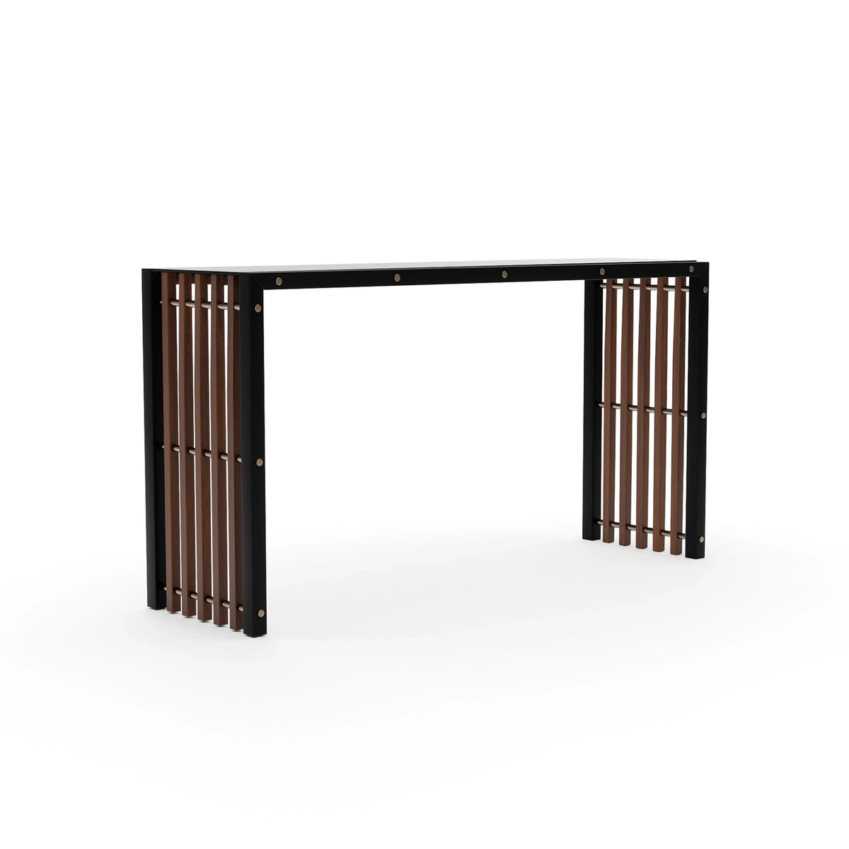Caracole Pinstripe Dark Console Table – angle view – Lusso Furniture Miami