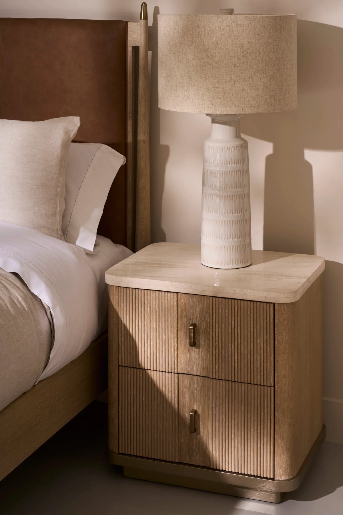 Caracole Rhythm Nightstand – angle view – Lusso Furniture Miami