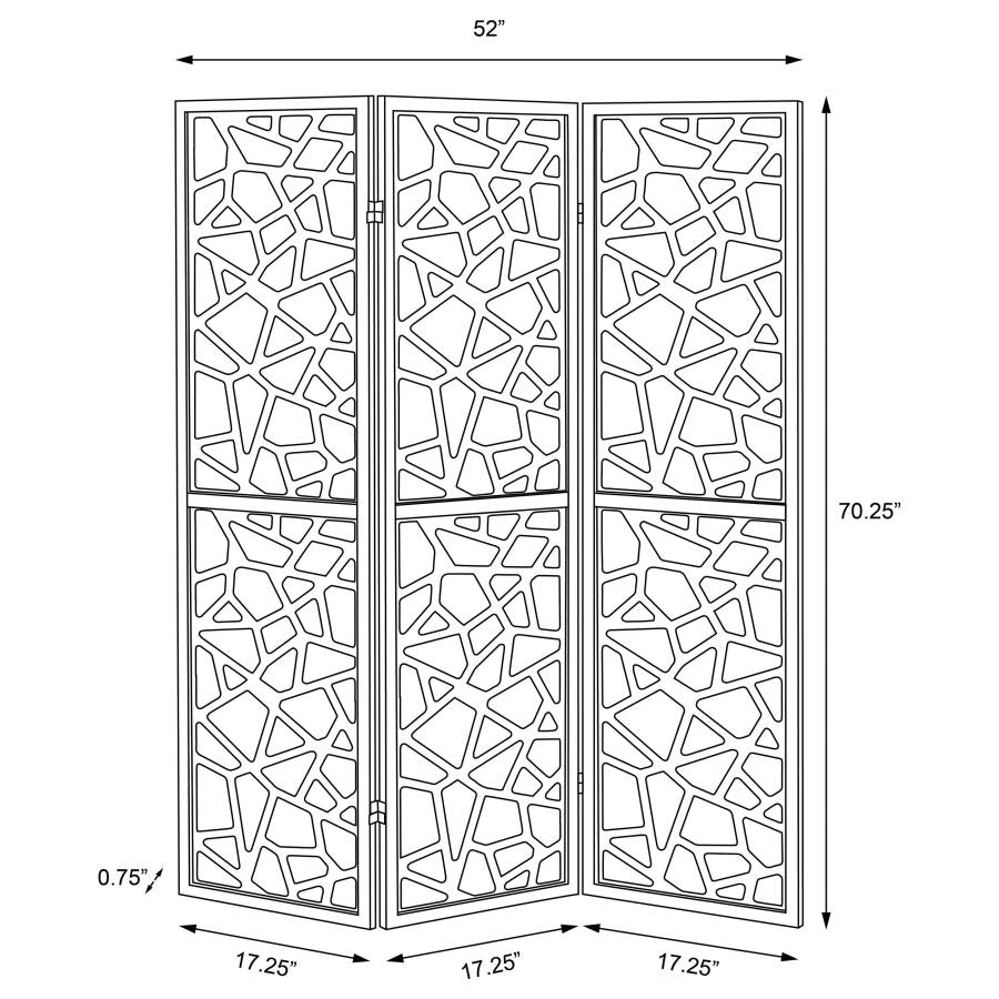 Nailan 3-Panel Room Divider Folding Screen Black Open Mosaic-zoom-6