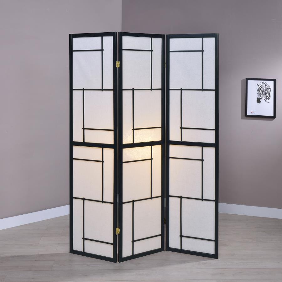 Damis 3-Panel Room Divider Folding Shoji Screen Black-zoom-2