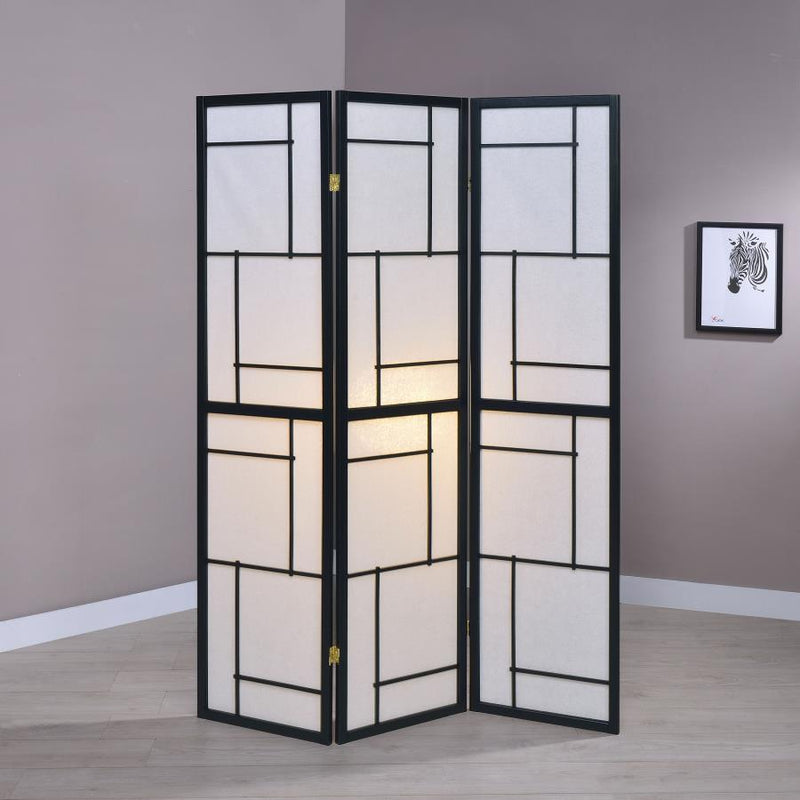 Damis 3-Panel Room Divider Folding Shoji Screen Black-zoom-