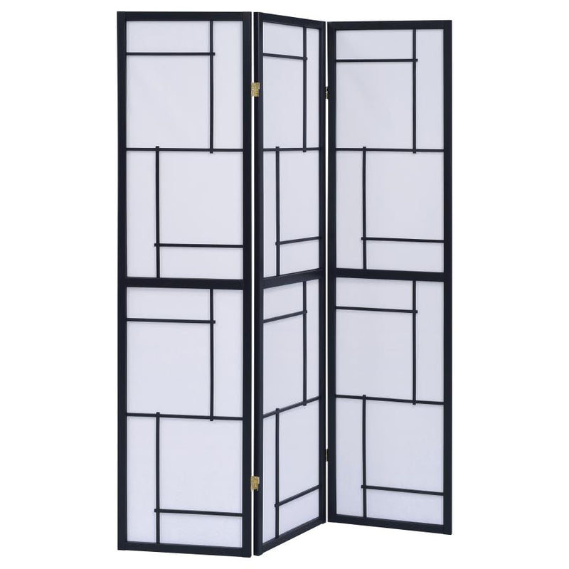 Damis 3-Panel Room Divider Folding Shoji Screen Black-zoom-