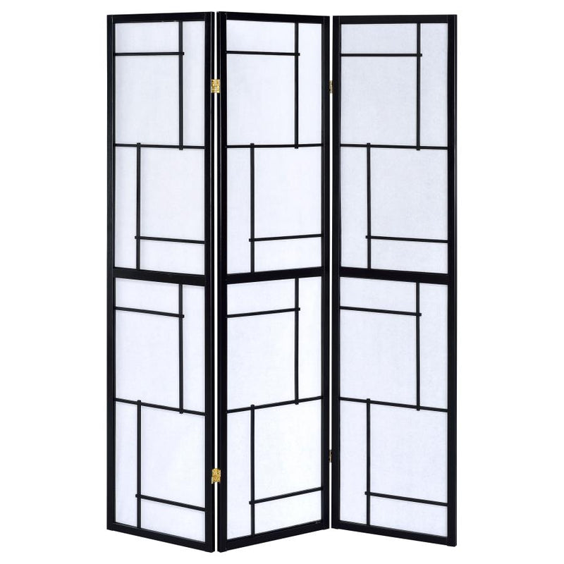 Damis 3-Panel Room Divider Folding Shoji Screen Black-zoom-