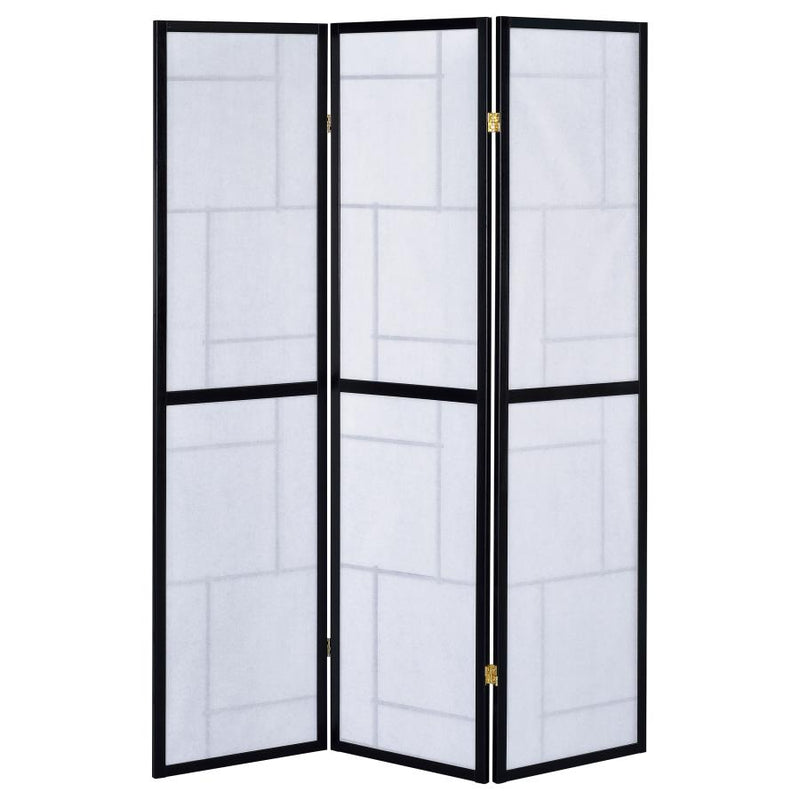 Damis 3-Panel Room Divider Folding Shoji Screen Black-zoom-