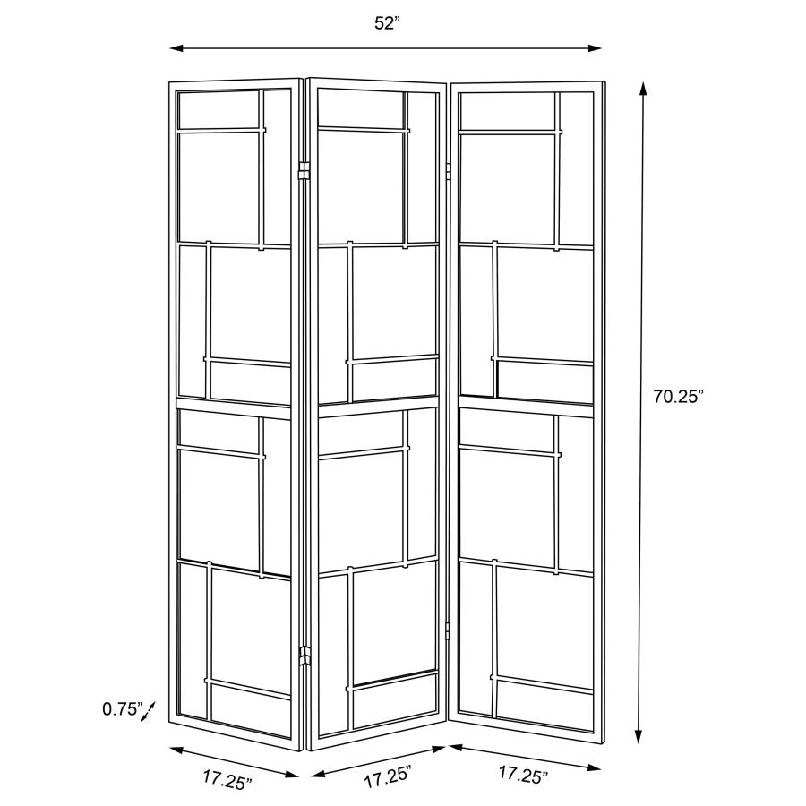 Damis 3-Panel Room Divider Folding Shoji Screen Black-7