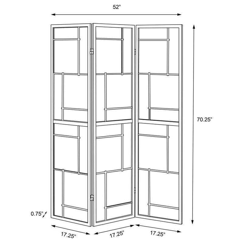 Damis 3-Panel Room Divider Folding Shoji Screen Black-zoom-