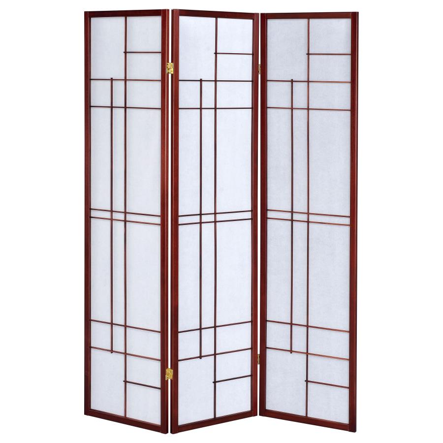 Katerina 3-Panel Room Divider Folding Shoji Screen Cherry-zoom-3