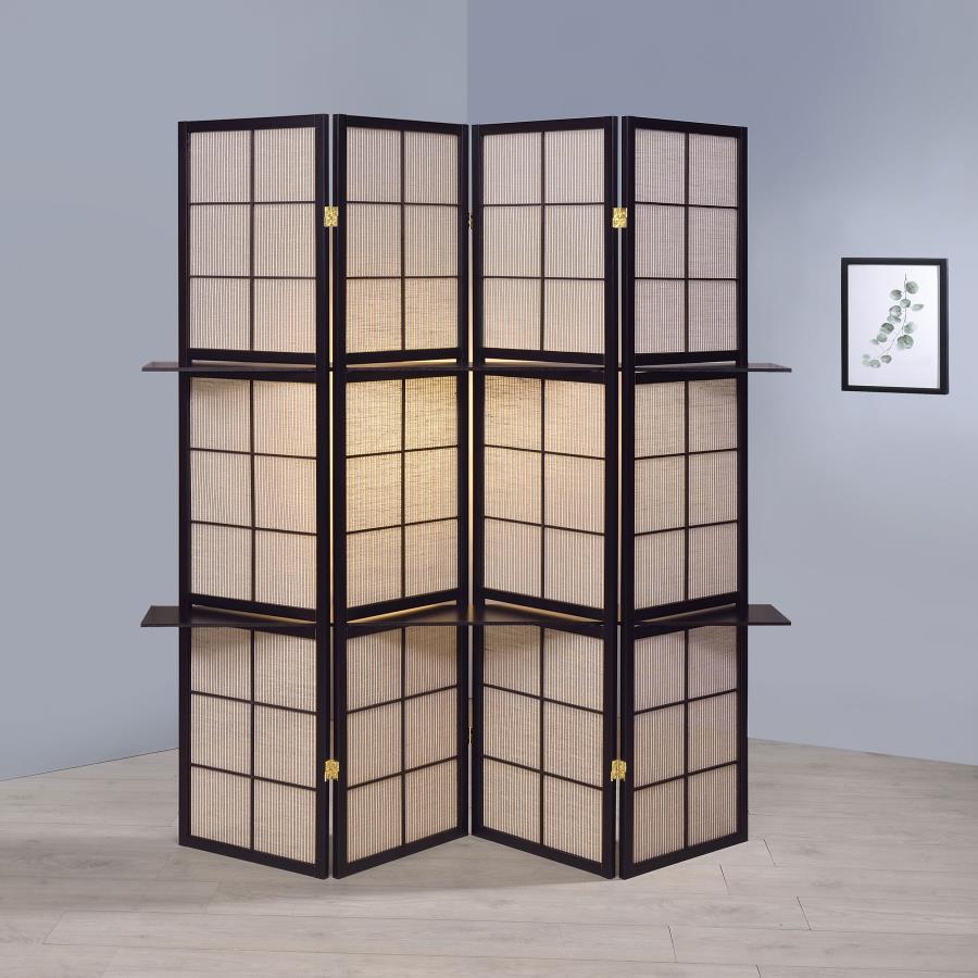 Iggy 4-Panel Room Divider Folding Shoji Screen Cappuccino-zoom-2