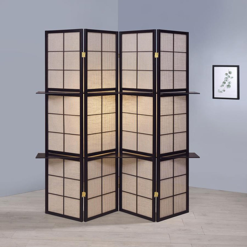 Iggy 4-Panel Room Divider Folding Shoji Screen Cappuccino-zoom-
