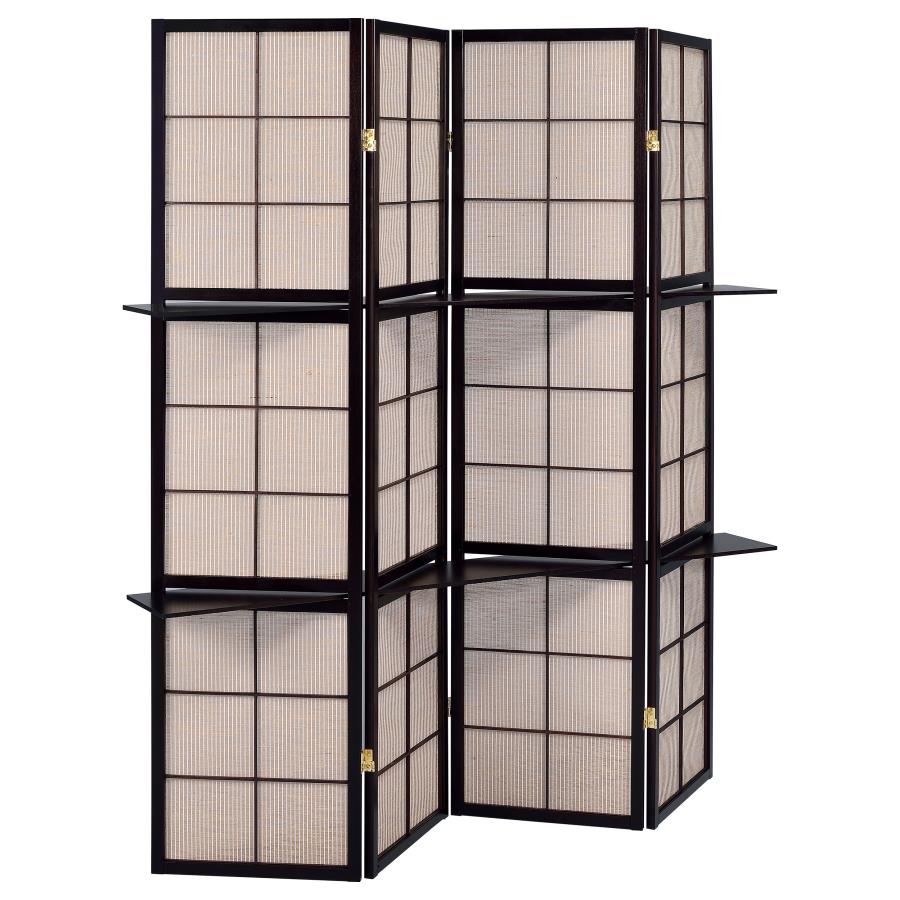 Iggy 4-Panel Room Divider Folding Shoji Screen Cappuccino-zoom-1