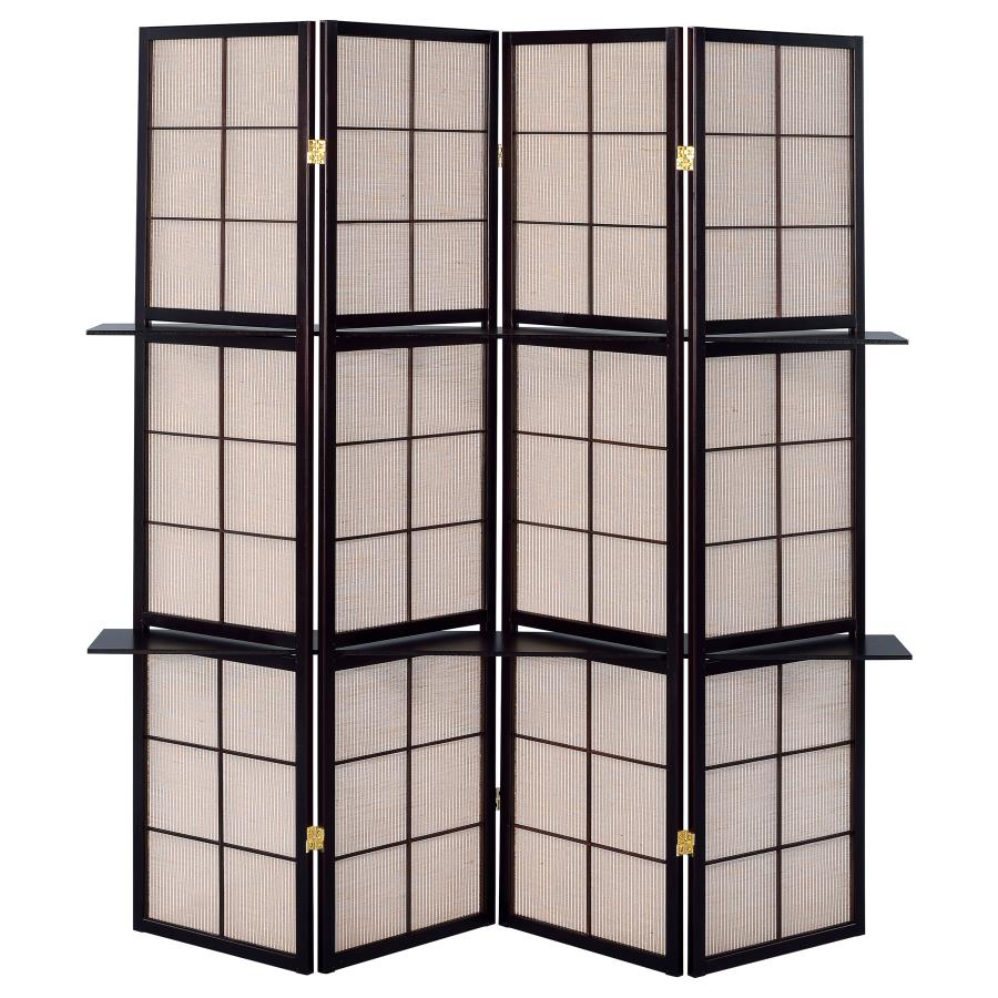 Iggy 4-Panel Room Divider Folding Shoji Screen Cappuccino-3