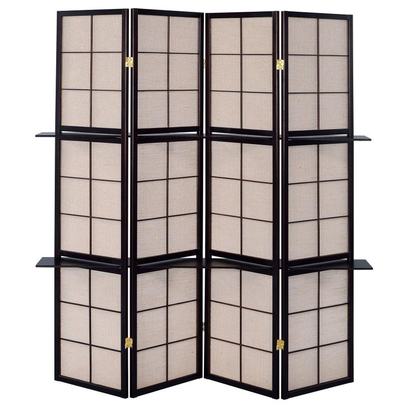 Iggy 4-Panel Room Divider Folding Shoji Screen Cappuccino-zoom-