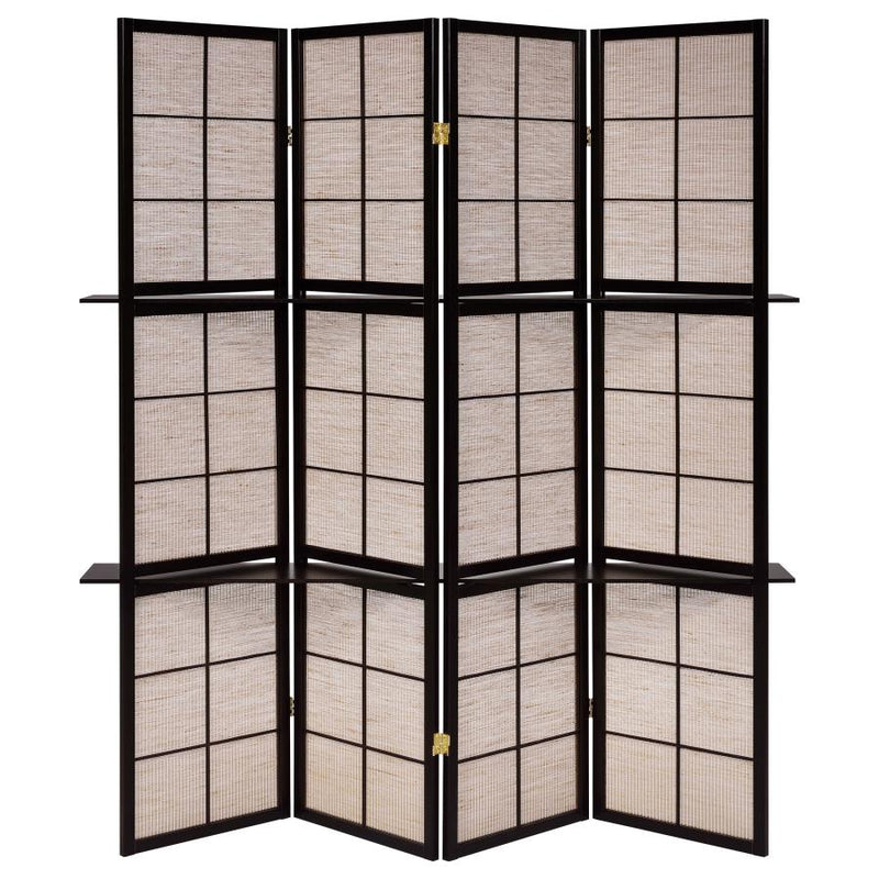 Iggy 4-Panel Room Divider Folding Shoji Screen Cappuccino-zoom-