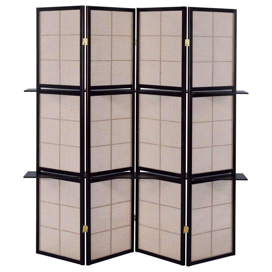 Iggy 4-Panel Room Divider Folding Shoji Screen Cappuccino-5