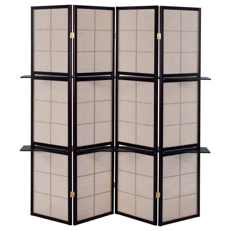 Iggy 4-Panel Room Divider Folding Shoji Screen Cappuccino-zoom-