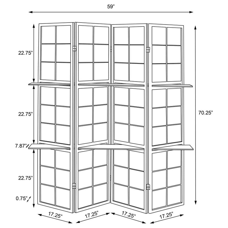 Iggy 4-Panel Room Divider Folding Shoji Screen Cappuccino-zoom-