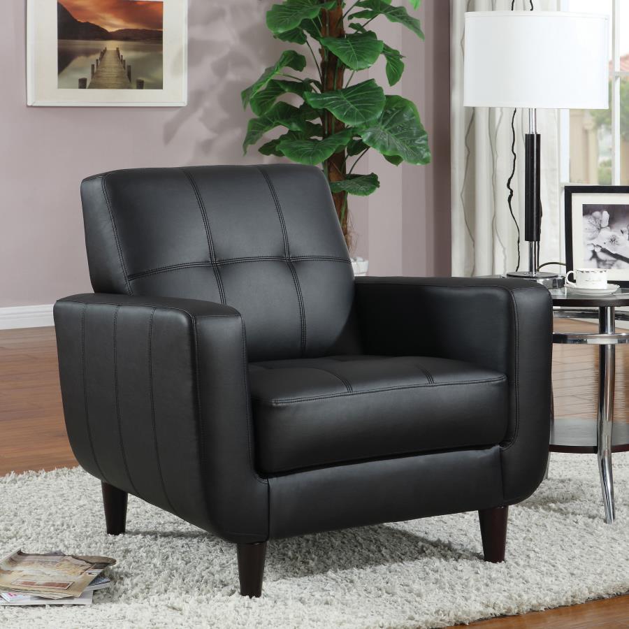 Aaron Upholstered Track Arm Tufted Accent Chair Black-2