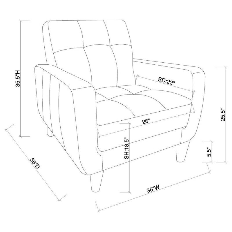 Aaron Upholstered Track Arm Tufted Accent Chair Black-zoom-