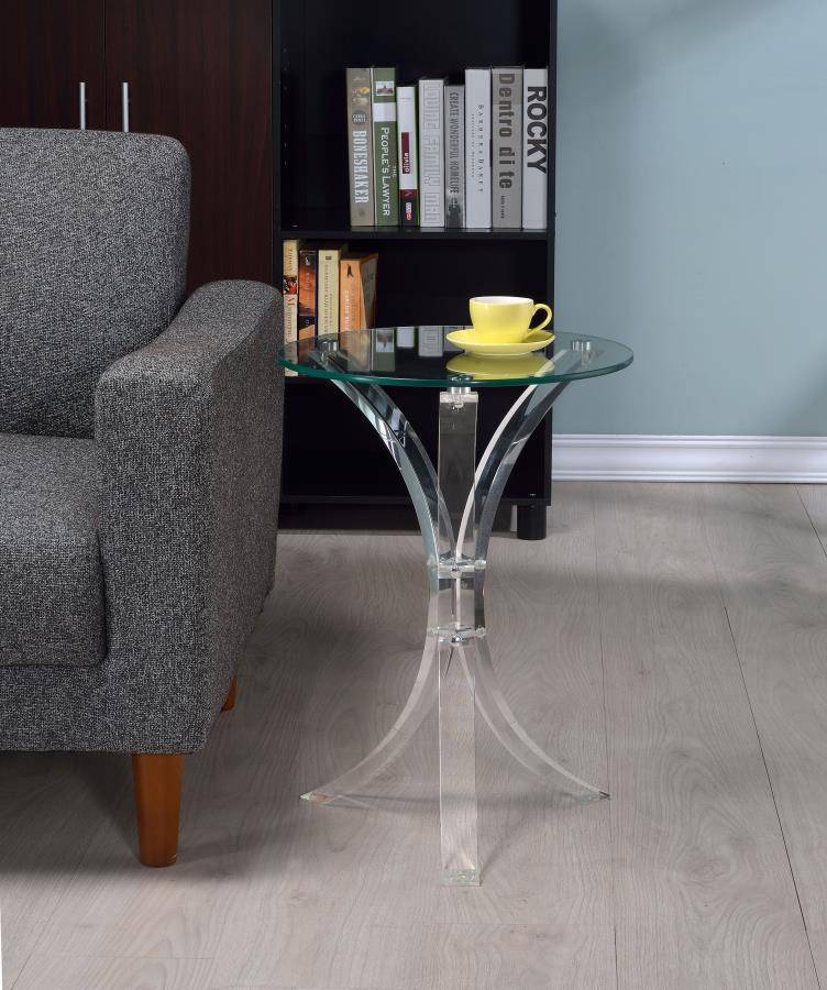 Laning Round Glass Top Acrylic Side Table Clear-zoom-