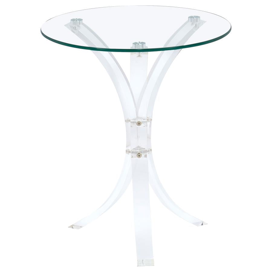 Laning Round Glass Top Acrylic Side Table Clear-1