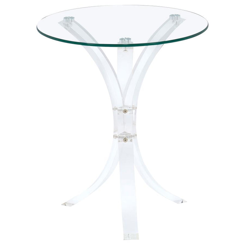 Laning Round Glass Top Acrylic Side Table Clear-zoom-
