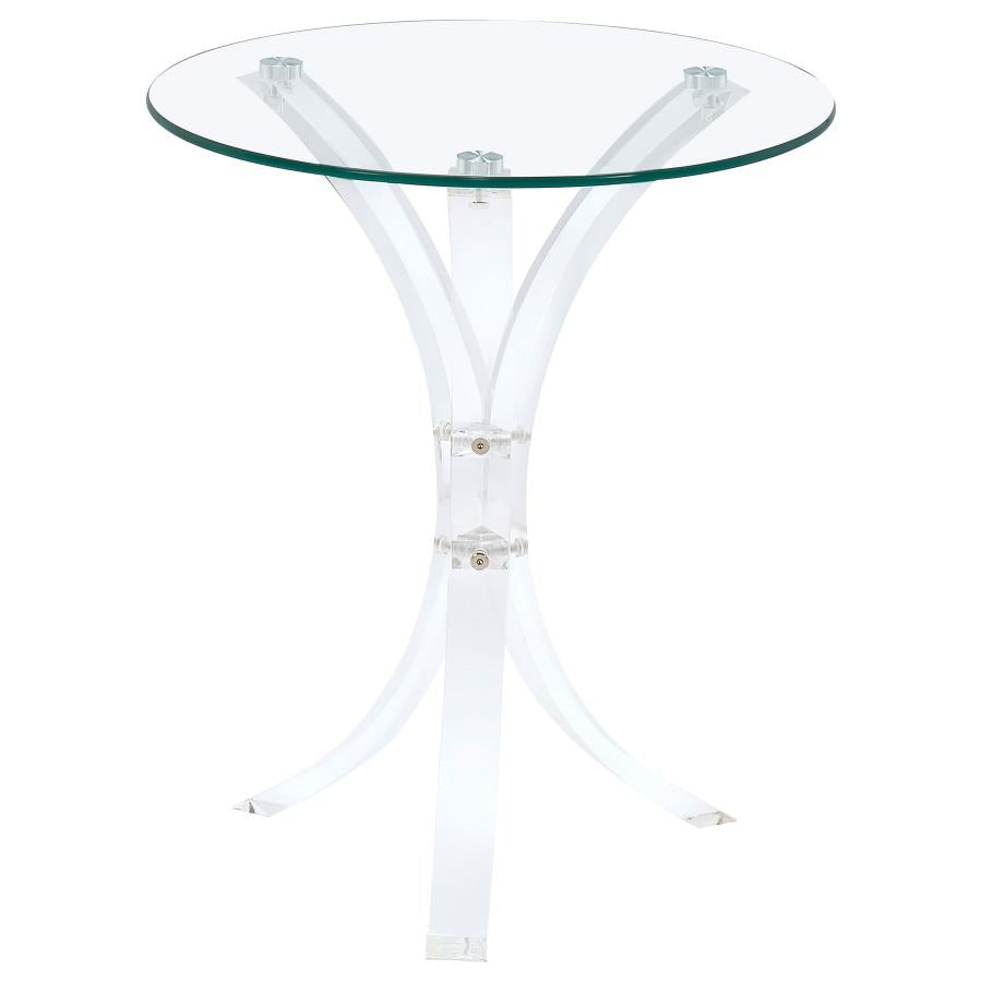 Laning Round Glass Top Acrylic Side Table Clear-3