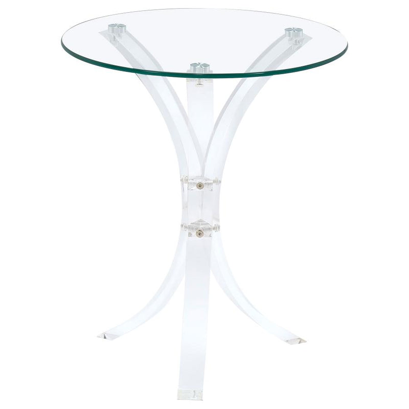 Laning Round Glass Top Acrylic Side Table Clear-zoom-