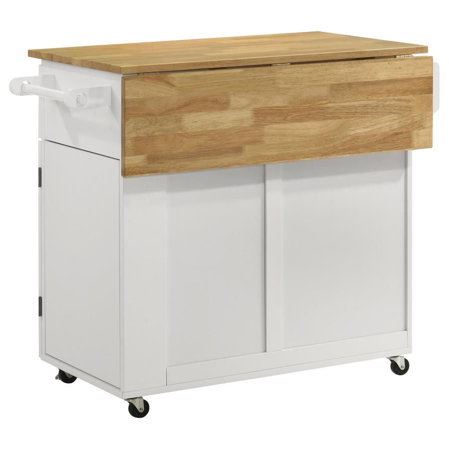 Jalen 3-door Mobile Kitchen Cart Natural Brown and White-zoom-5