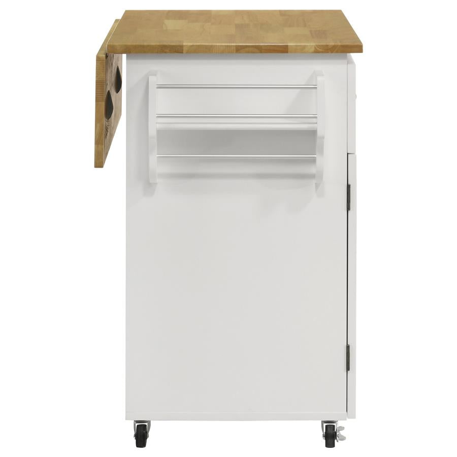 Jalen 3-door Mobile Kitchen Cart Natural Brown and White-6
