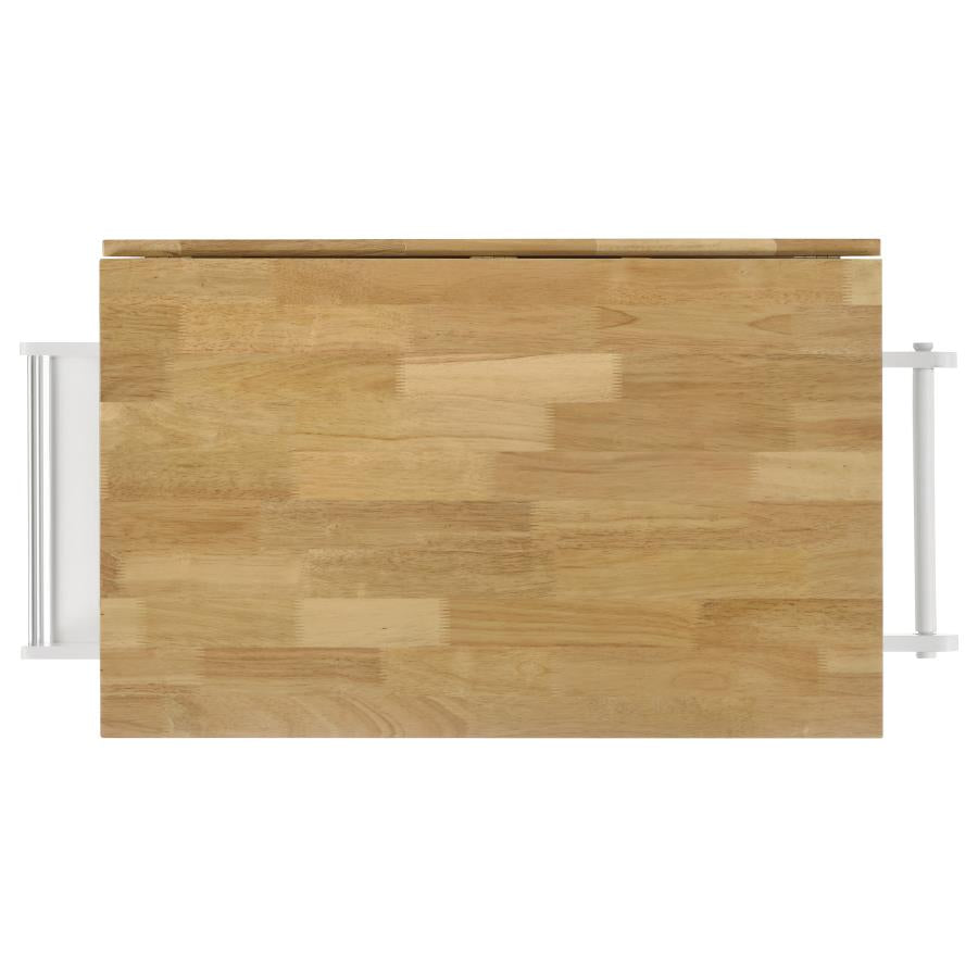 Jalen 3-door Mobile Kitchen Cart Natural Brown and White-7