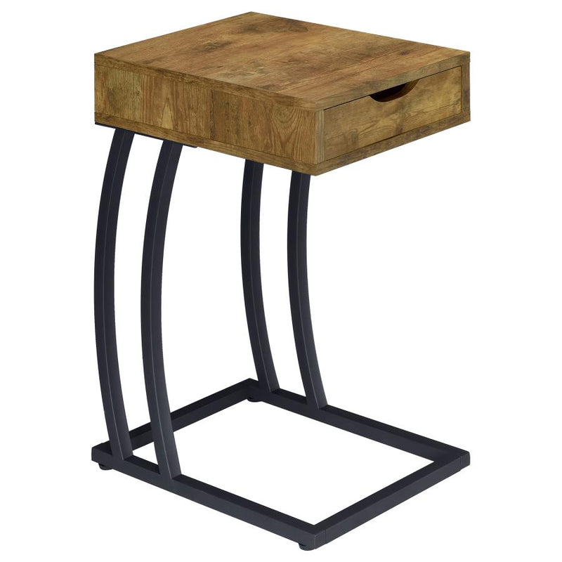 Troy 1-drawer C-Shaped Side Table Power Outlet Rustic Nutmeg-zoom-