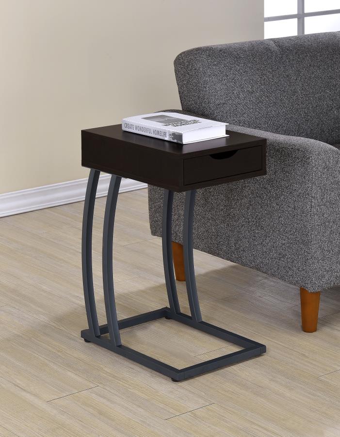 Troy 1-drawer C-Shaped Side Table Power Outlet Cappuccino-zoom-