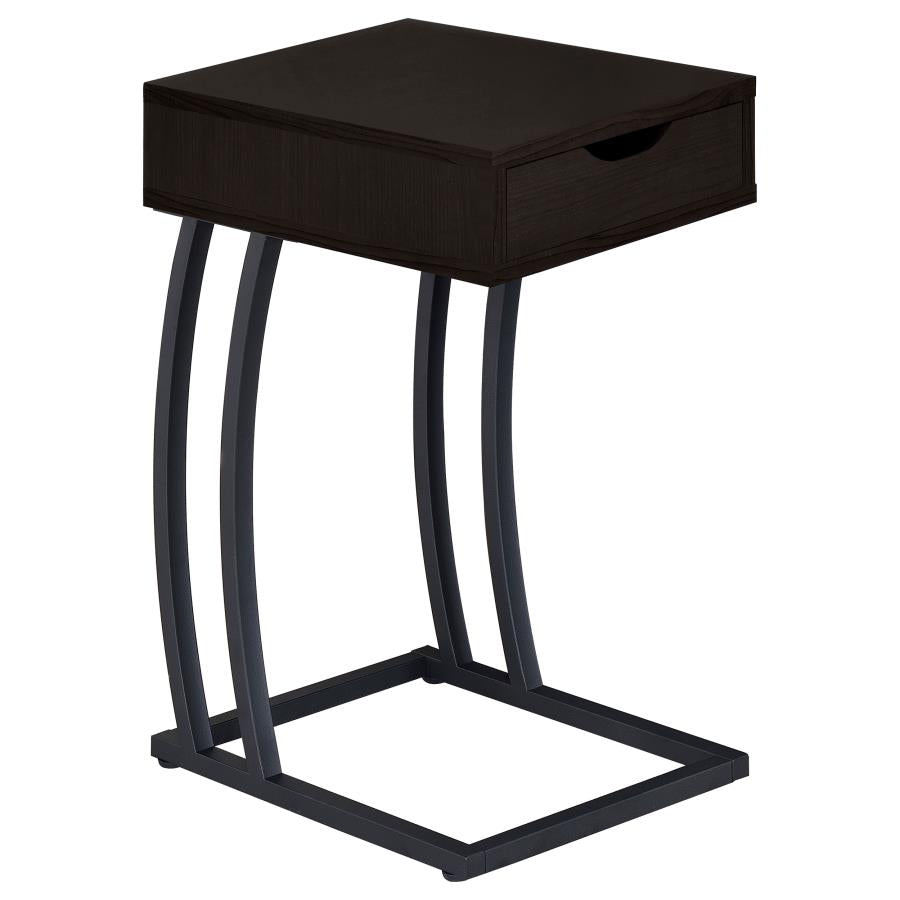 Troy 1-drawer C-Shaped Side Table Power Outlet Cappuccino-zoom-1