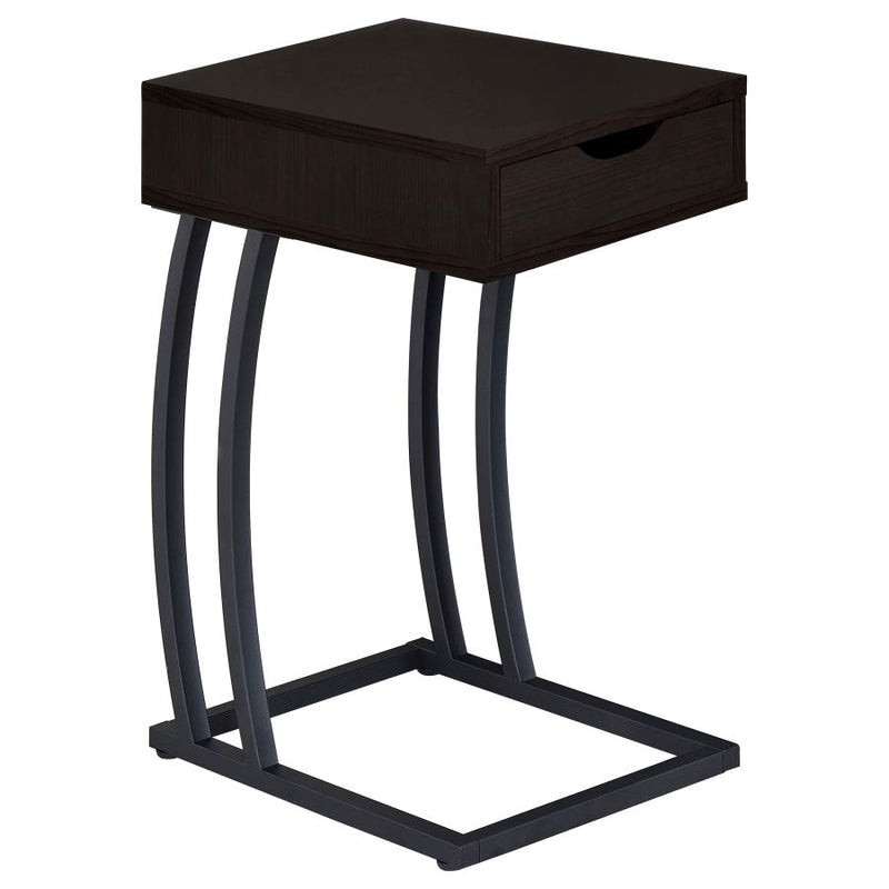 Troy 1-drawer C-Shaped Side Table Power Outlet Cappuccino-zoom-