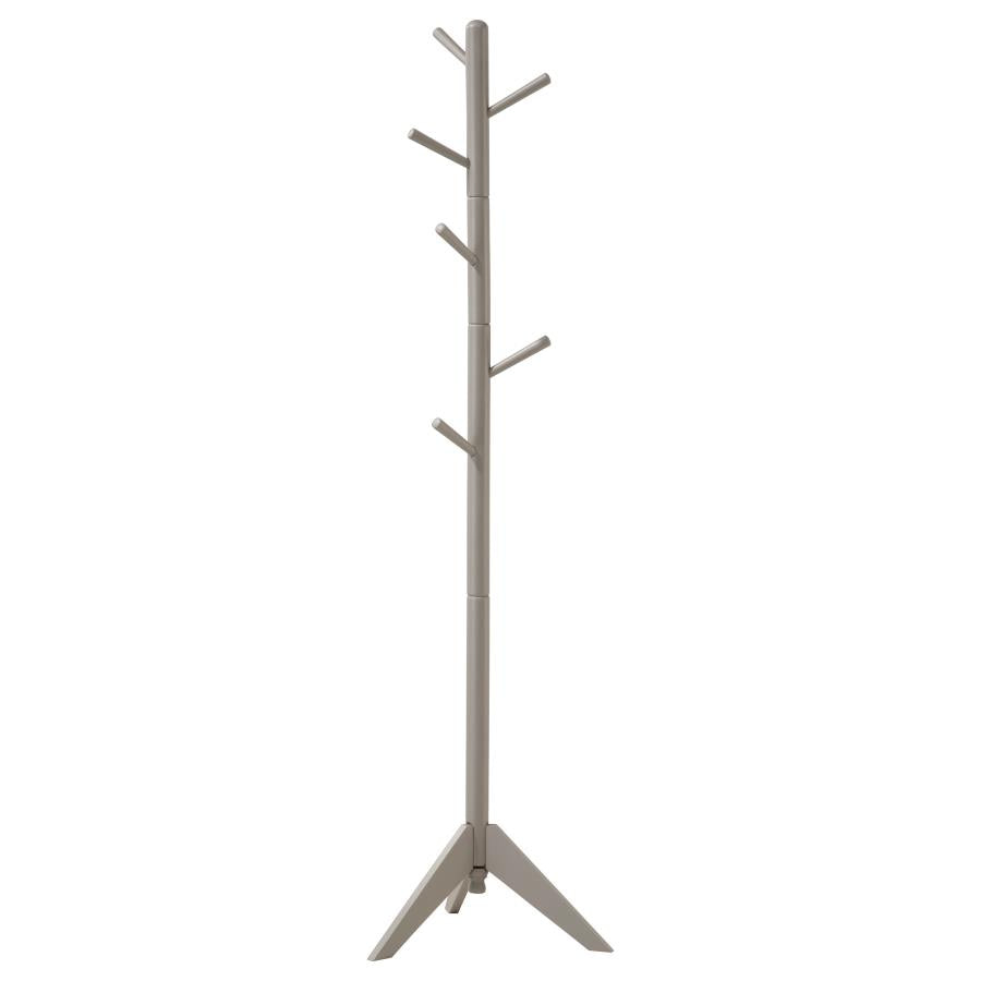 Devlin 6 Hook Freestanding Wood Coat Rack Hat Hanger Grey-1