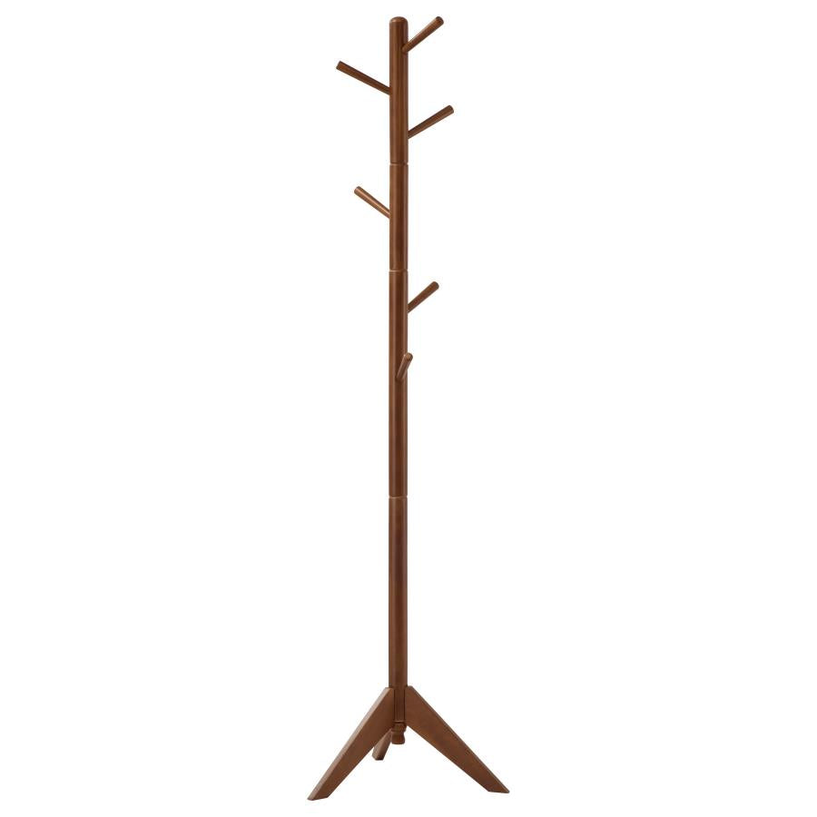 Devlin 6 Hook Freestanding Wood Coat Rack Hat Hanger Walnut-zoom-1
